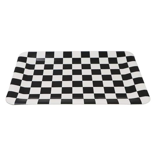 12 Packs: 2 ct. (24 total) 9" x 13" Black & White Checkered Paper Trays by Celebrate It™